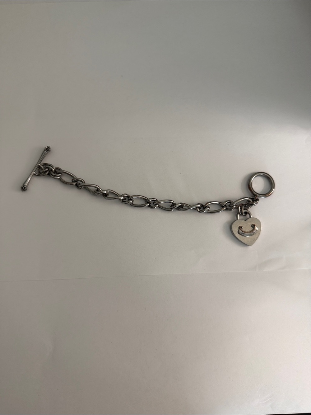 Juicy Couture Silver Heart Charm Chain Bracelet